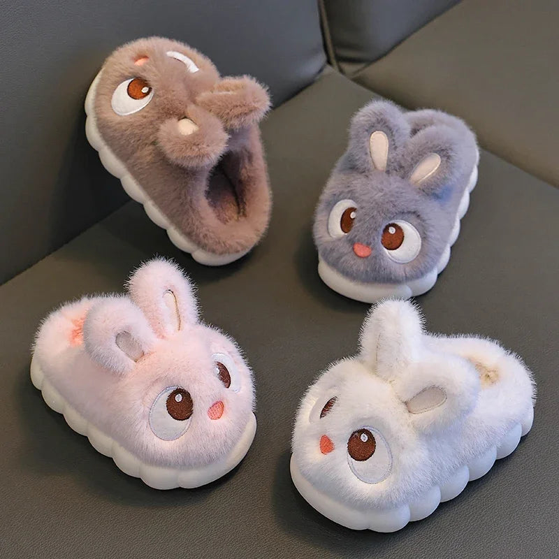 2024 New Cute Rabbit Cartoon Winter Slippers for Kids – Warm & Cozy Indoor Shoes!