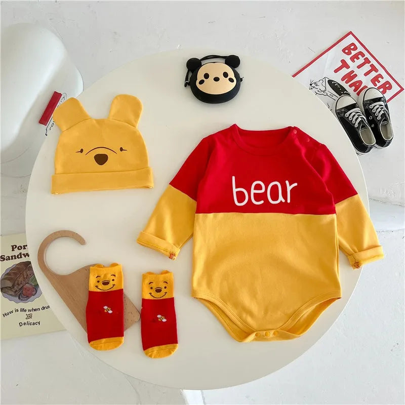Winnie The Pooh Disney Bear Baby Bodysuit Newborn Long Sleeve Romper for Toddler Boys Girls Jumpsuit Clothes