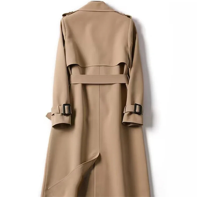 Women's Long Trench Coat – Double Breasted Autumn Winter Outerwear
