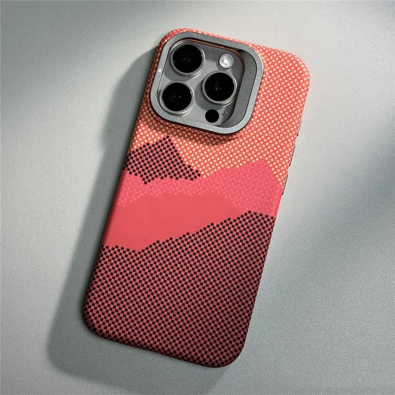 MagSafe Carbon Fiber Shockproof IPhone Case – Anti-Fall Shield with Metal Lens Kickstand
