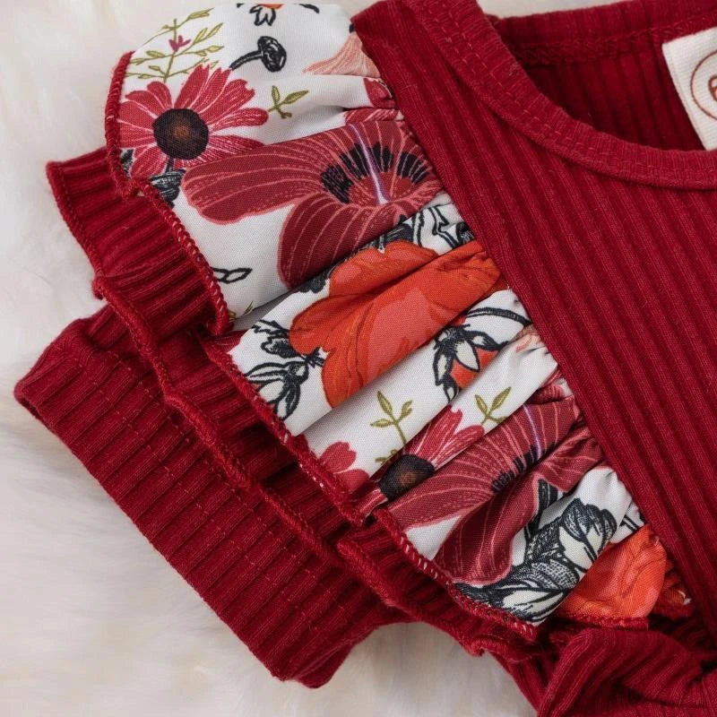 Summer Baby Girl Dress – Floral Cotton Jumpsuit with Bowknot