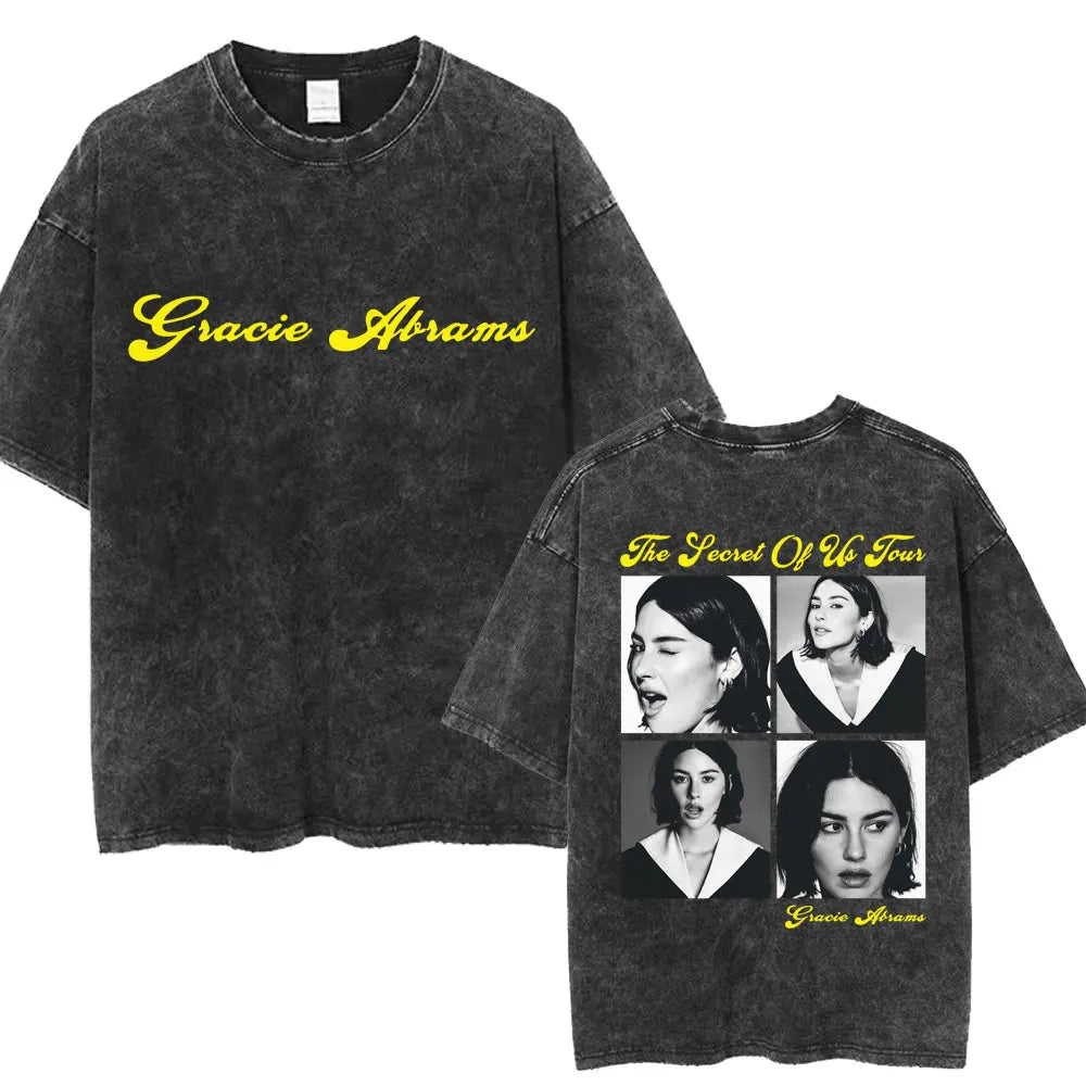 Gracie Abrams The Secret of Us Tour Vintage Washed T-Shirt - Oversized Cotton Album Tee for Men and Women