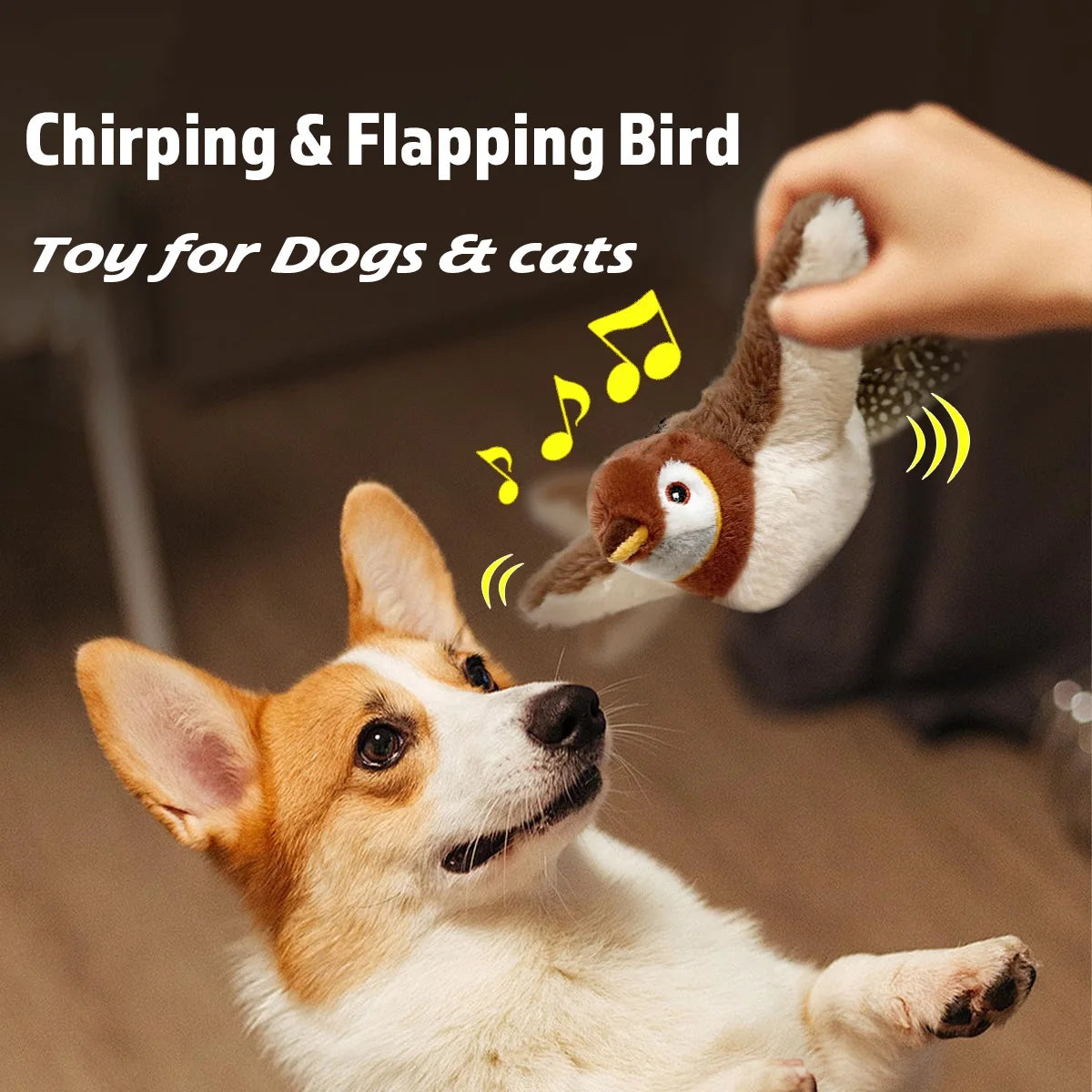 Simulated Bird Cat Toy - Interactive Rechargeable Chirping & Flapping Plush Toy with Catnip