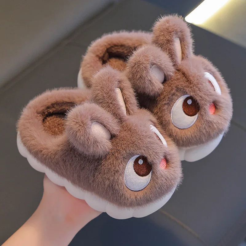 2024 New Cute Rabbit Cartoon Winter Slippers for Kids – Warm & Cozy Indoor Shoes!