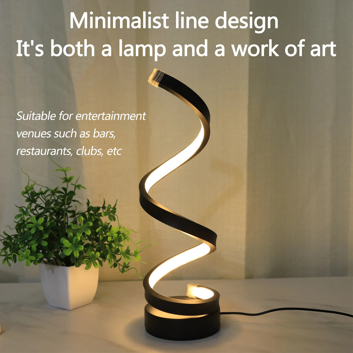 Minimalist Spiral LED Desk Lamp – 3-Color Ambient Light