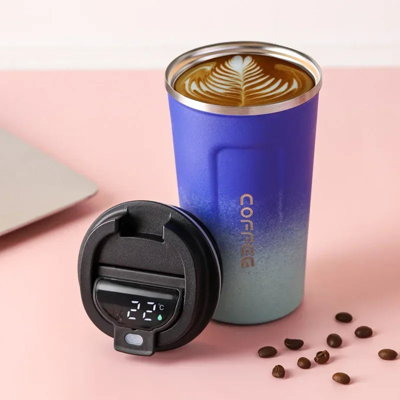 Stainless Steel Thermos Coffee Mug with Temperature Display - Insulated Vacuum Flask