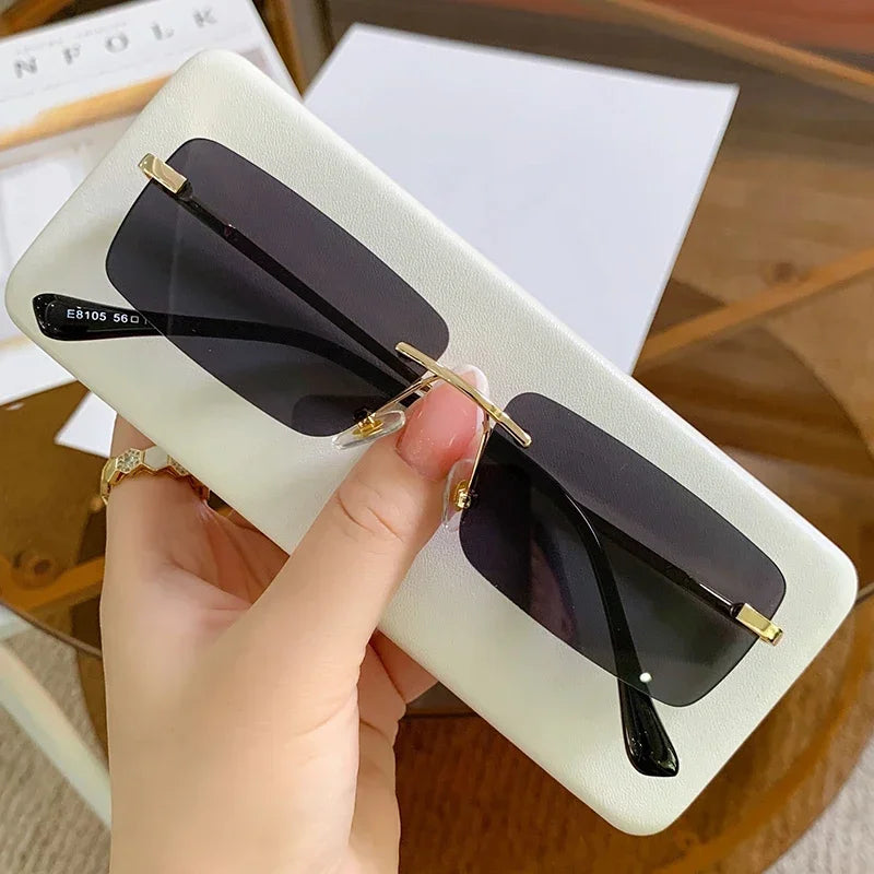 Luxury Rimless Vintage Square Sunglasses β Stylish UV400 Protection for Women