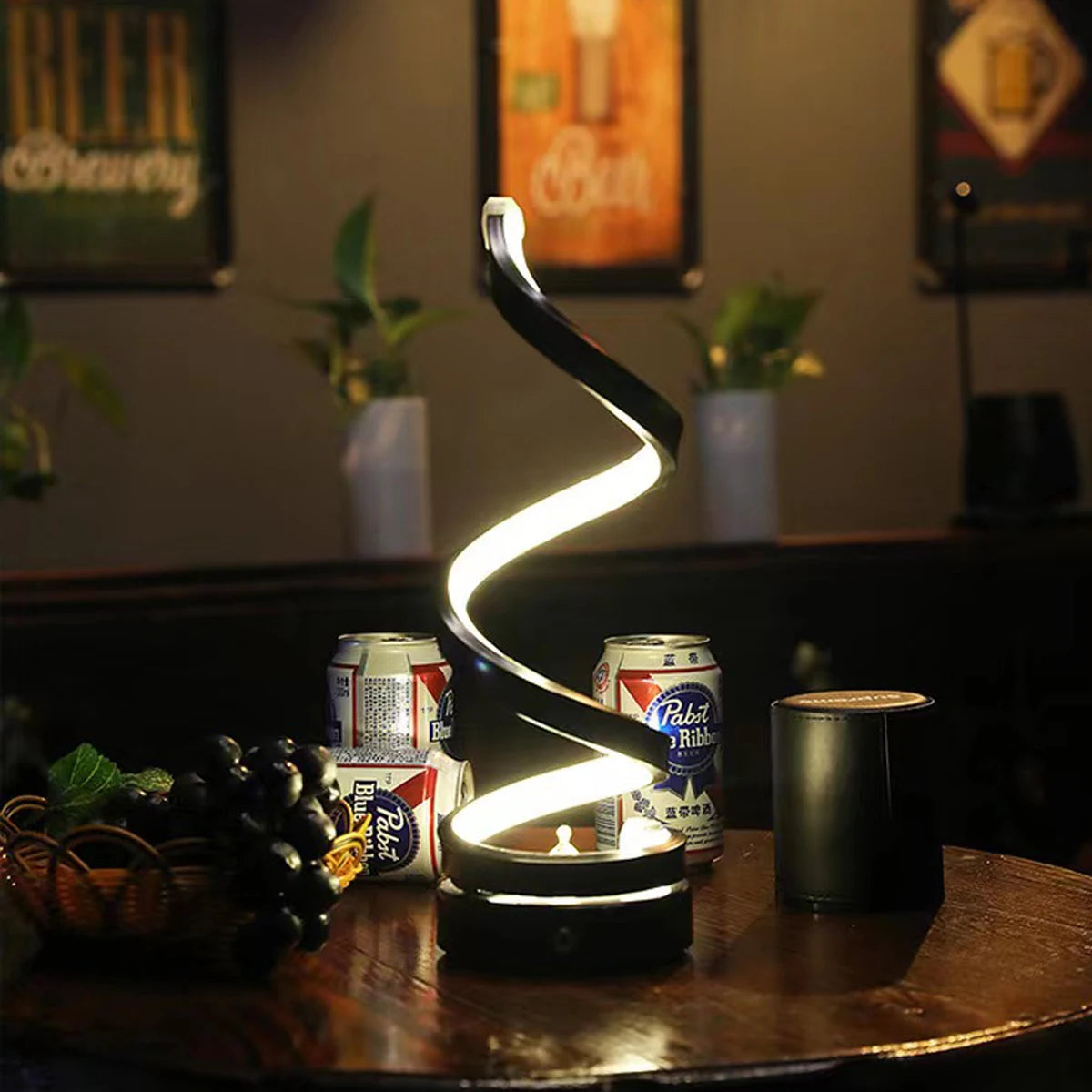 Minimalist Spiral LED Desk Lamp – 3-Color Ambient Light