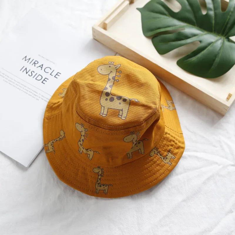 Cartoon Giraffe Baby Bucket Cap - Sun Hat for Kids 2-5 Years