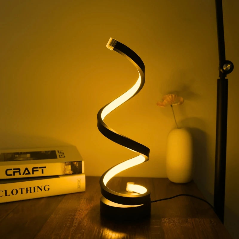 Minimalist Spiral LED Desk Lamp – 3-Color Ambient Light
