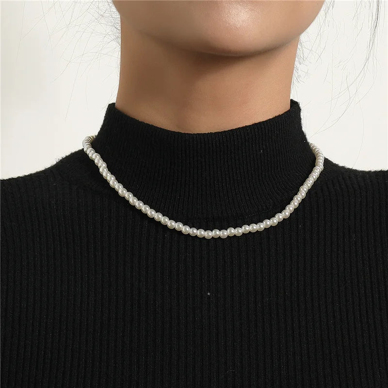 Vintage Pearl Charm Layered Necklace for Women