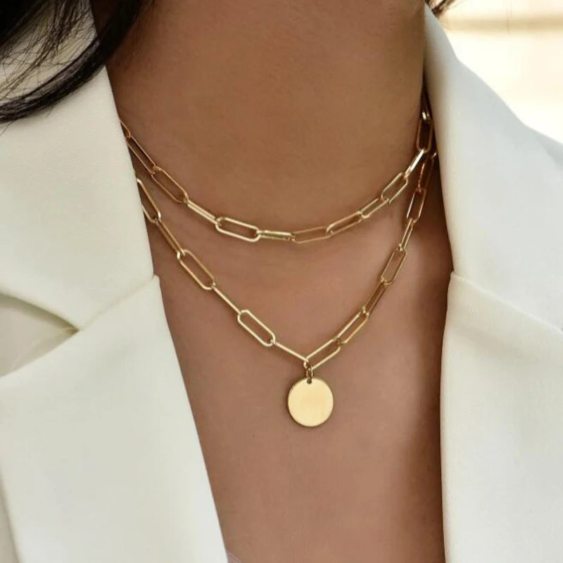 Vintage Pearl Charm Layered Necklace for Women