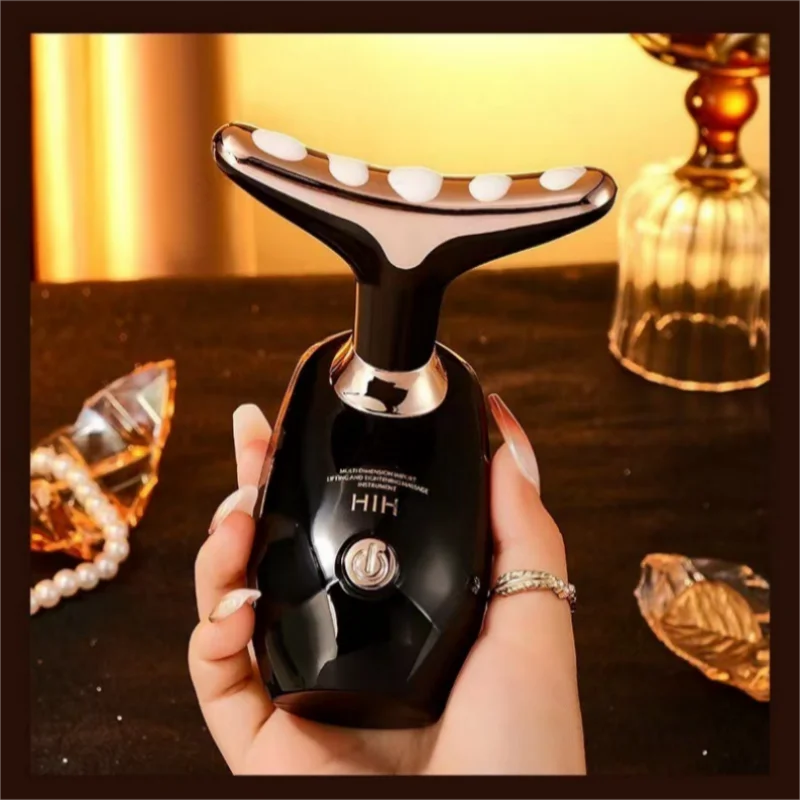 Black Gold Electric Facial Beauty Instrument Lifting And Firming Facial Eye Massager Household Vibration Ultrasonic Massager