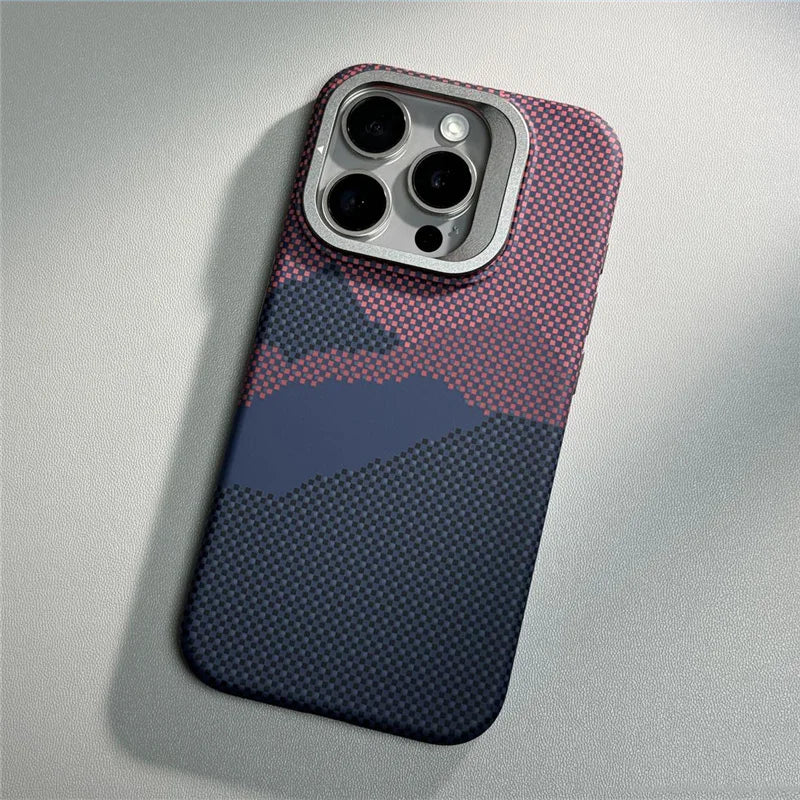MagSafe Carbon Fiber Shockproof IPhone Case – Anti-Fall Shield with Metal Lens Kickstand