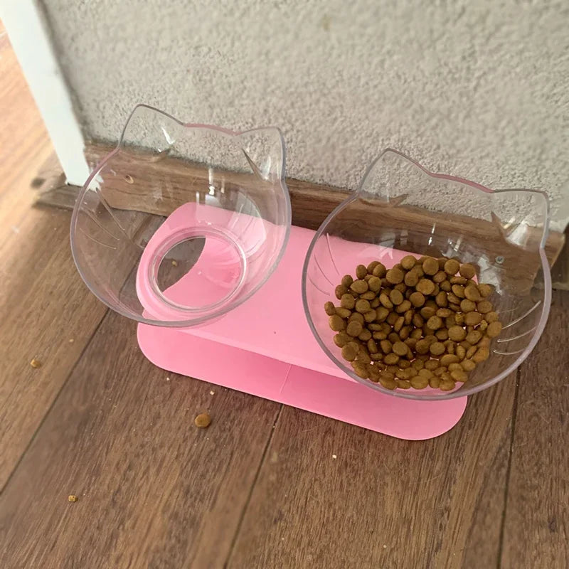 Non-Slip Double Cat & Dog Bowl with Stand – Pet Feeder