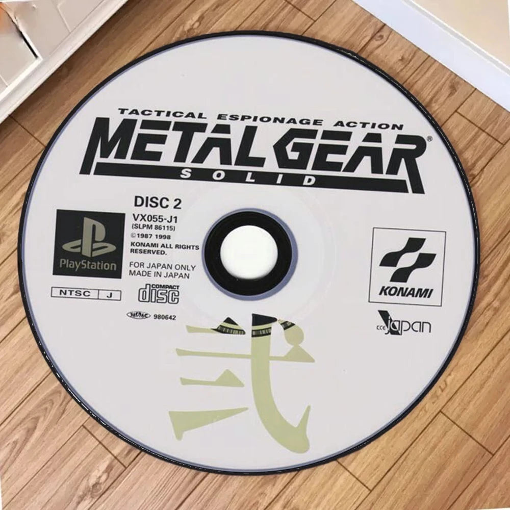 METAL GEAR Circular Carpet | Modern Cartoon Floor Mat for Home & Office