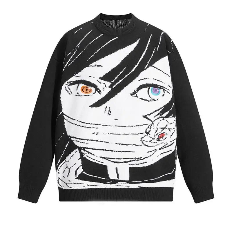 Oversized Anime Graffiti Sweater | Harajuku Streetwear 2023 Winter Cotton Pullover