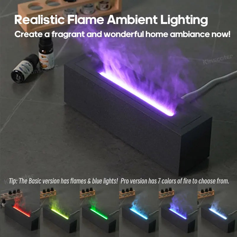 KINSCOTER Flame Aroma Diffuser LED Essential Oil Humidifier