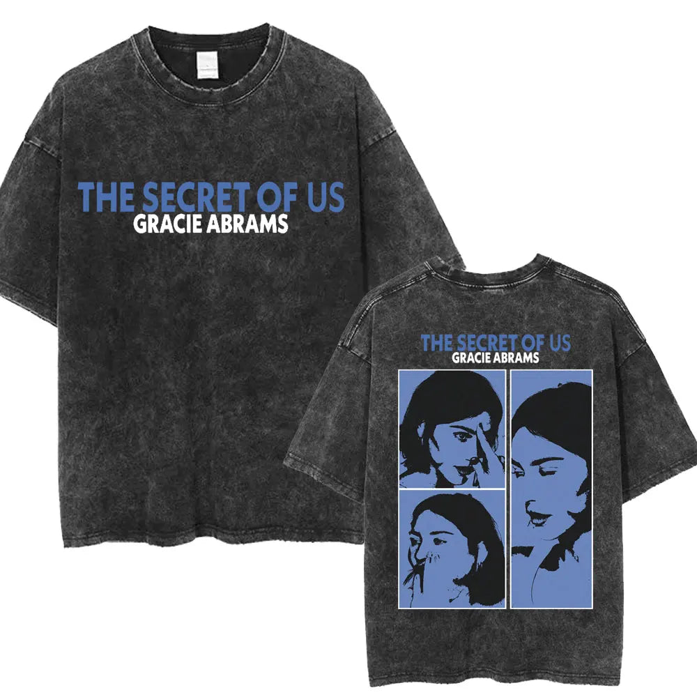 Gracie Abrams The Secret of Us Tour Vintage Washed T-Shirt - Oversized Cotton Album Tee for Men and Women