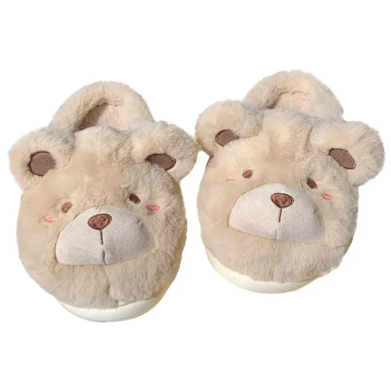 Cute Bear Winter Slippers for Women – Soft Platform Indoor Slippers