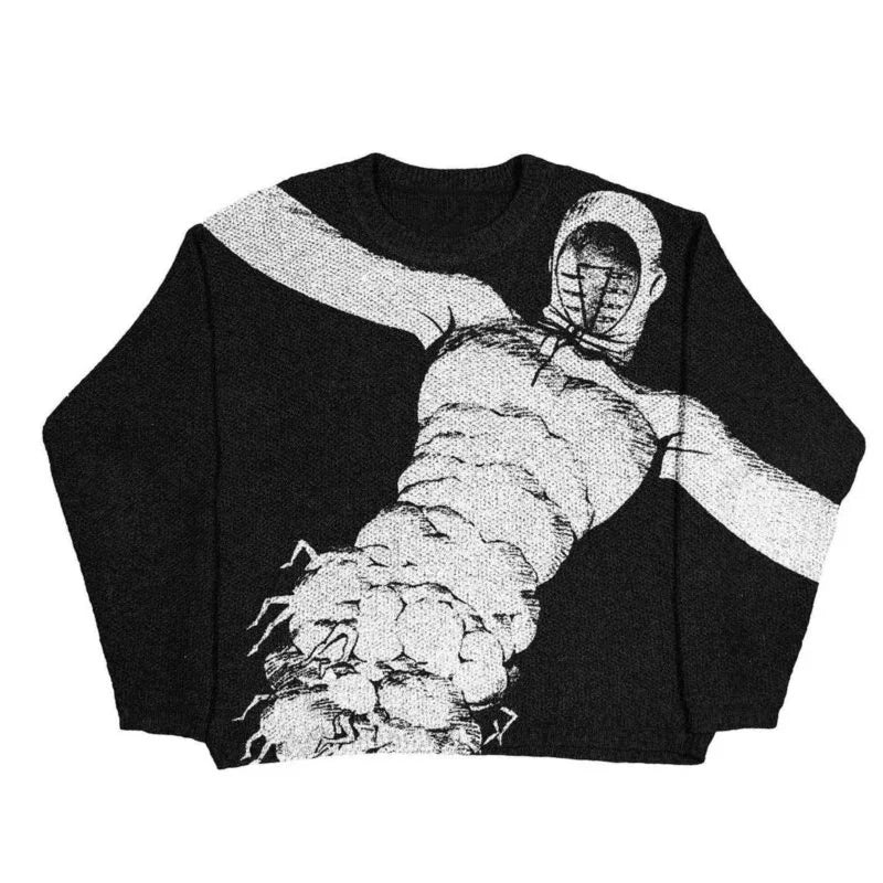 Oversized Anime Graffiti Sweater | Harajuku Streetwear 2023 Winter Cotton Pullover