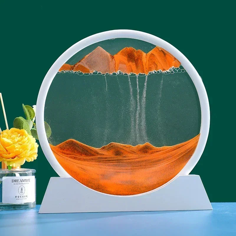 3D Moving Sand Art β Round Glass Deep Sea Sandscape Decor