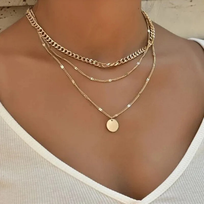 Vintage Pearl Charm Layered Necklace for Women