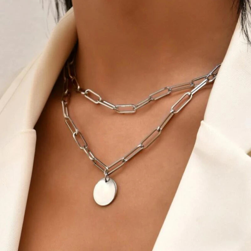 Vintage Pearl Charm Layered Necklace for Women