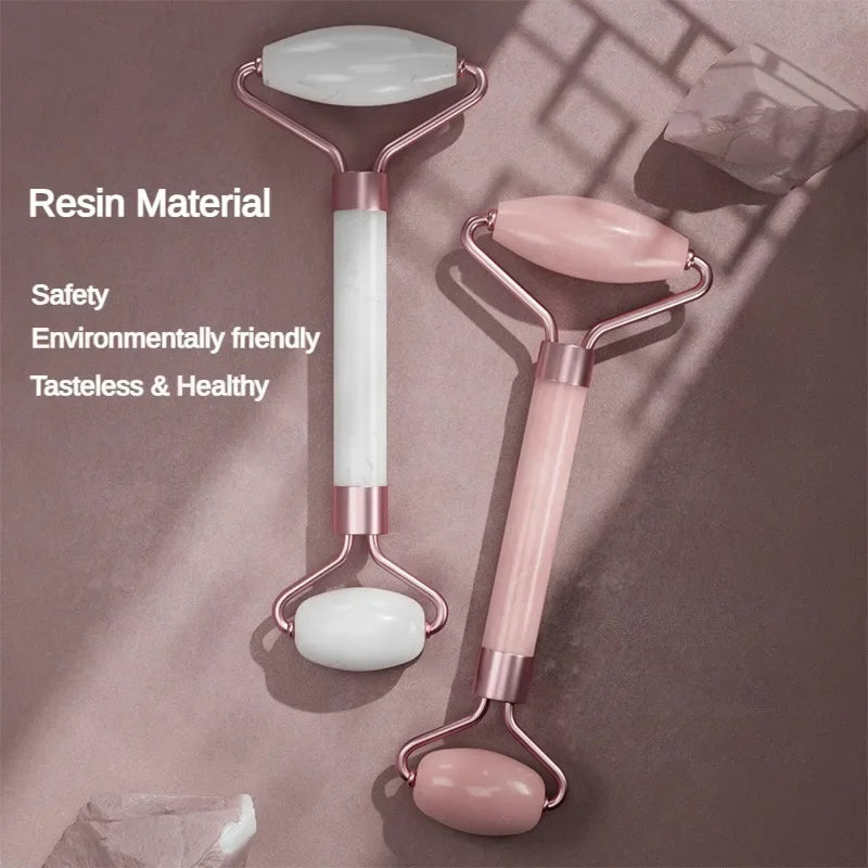 2Pcs Face Massager Roller & Gua Sha Board Set – Resin Scraper for Wrinkle Removal, Facial Lifting & Skin Care Tools