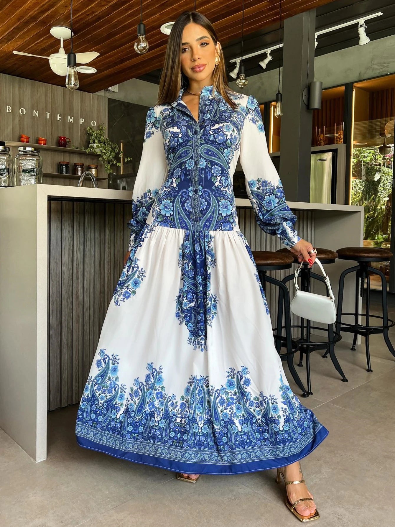 Summer Floral Print Loose Shirt Dress – Elegant & Comfortable