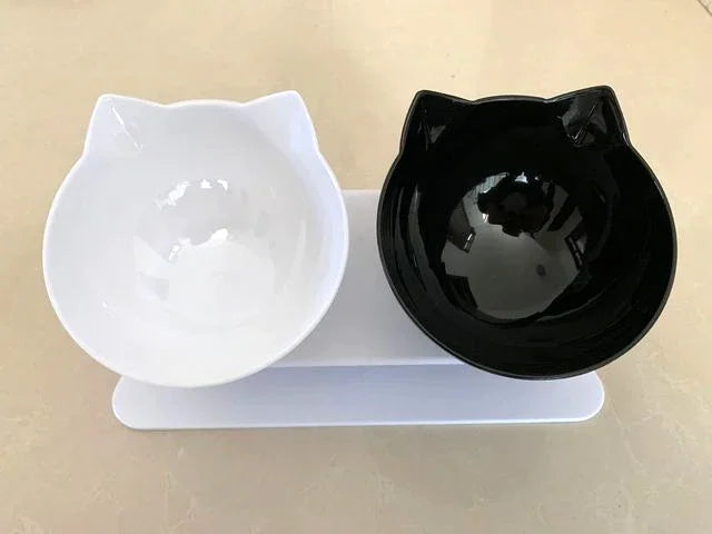 Non-Slip Double Cat & Dog Bowl with Stand – Pet Feeder