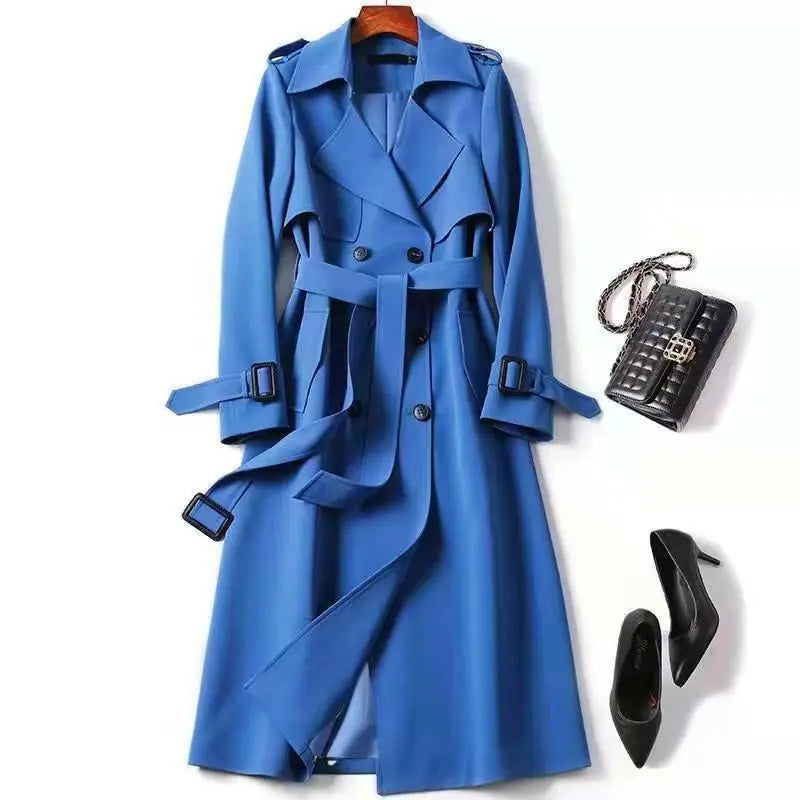 Women's Long Trench Coat – Double Breasted Autumn Winter Outerwear