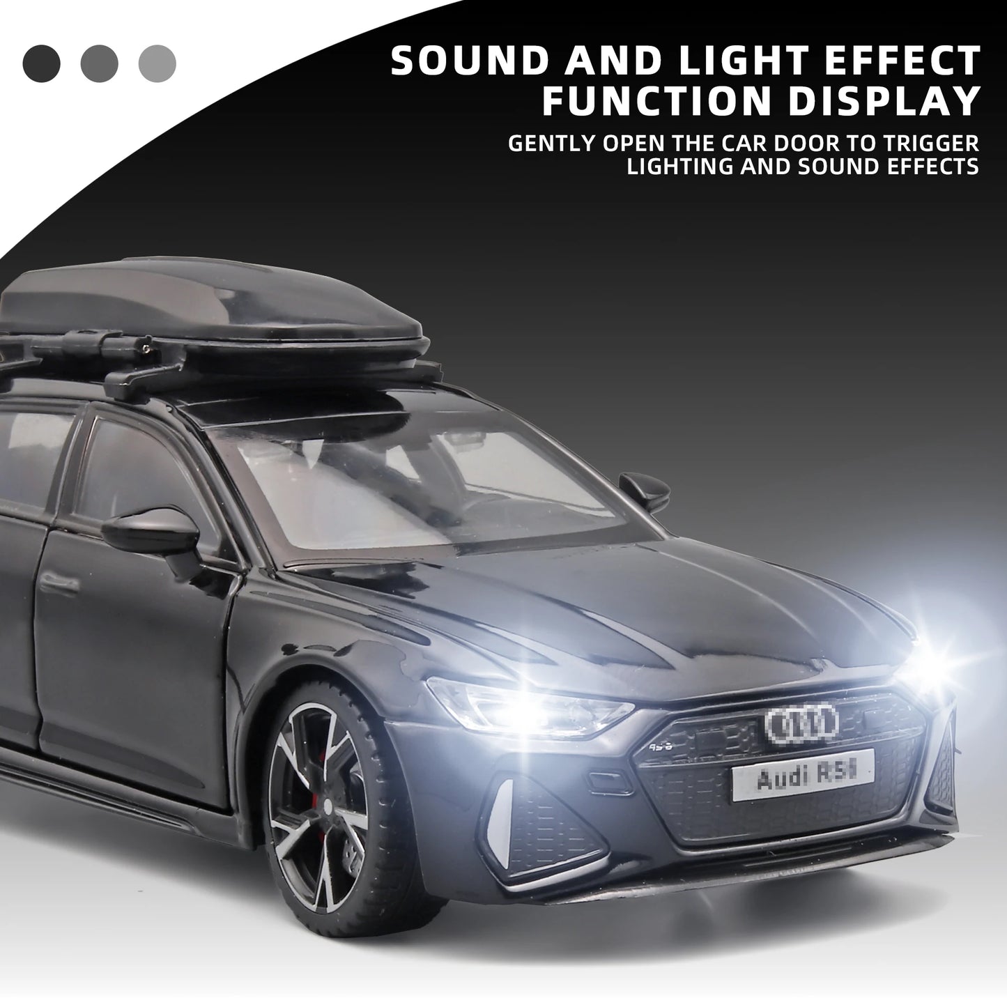 1:32 RS6 Model Car Black Edition for Kids, Diecast Metal
