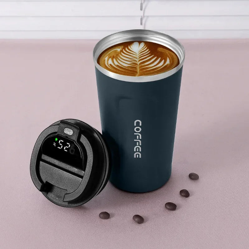 Stainless Steel Thermos Coffee Mug with Temperature Display - Insulated Vacuum Flask