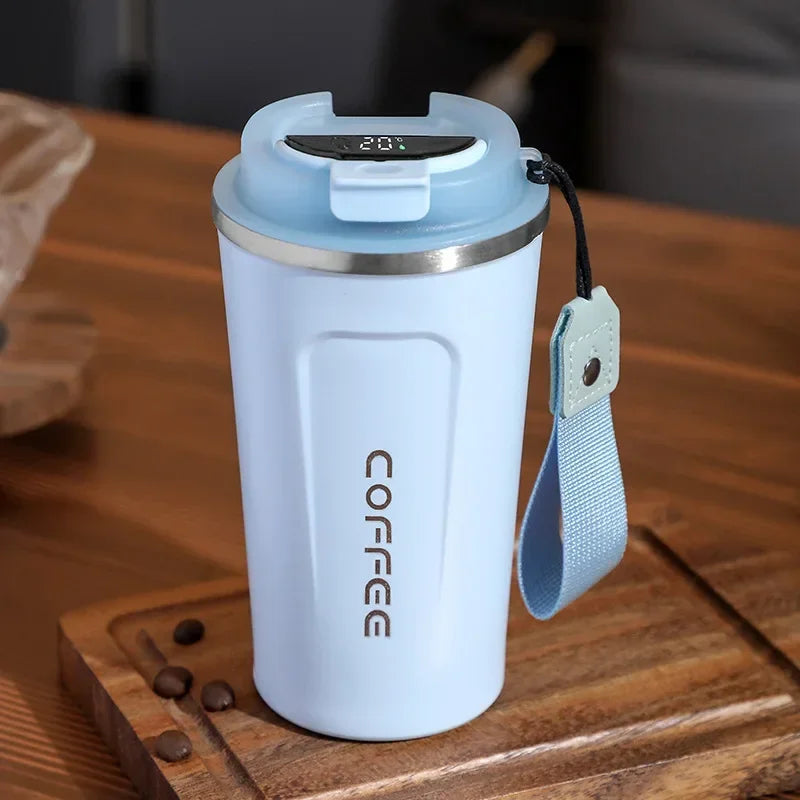 Stainless Steel Thermos Coffee Mug with Temperature Display - Insulated Vacuum Flask