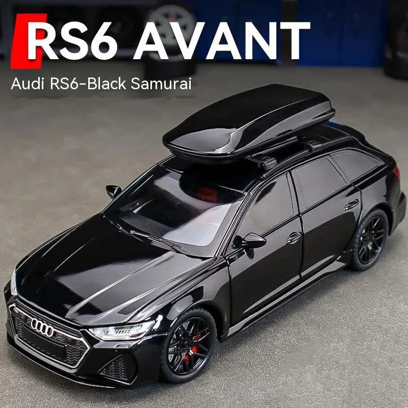 1:32 RS6 Model Car Black Edition for Kids, Diecast Metal