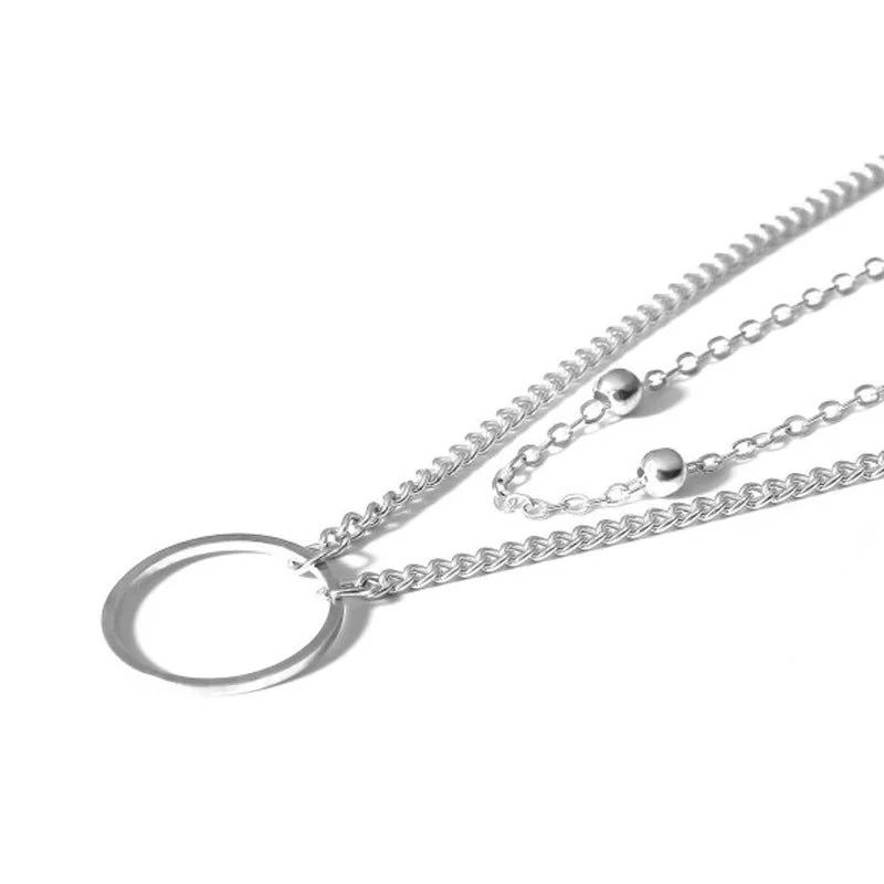 Vintage Pearl Charm Layered Necklace for Women