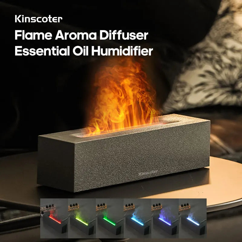 KINSCOTER Flame Aroma Diffuser LED Essential Oil Humidifier