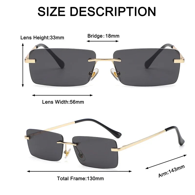 Luxury Rimless Vintage Square Sunglasses β Stylish UV400 Protection for Women