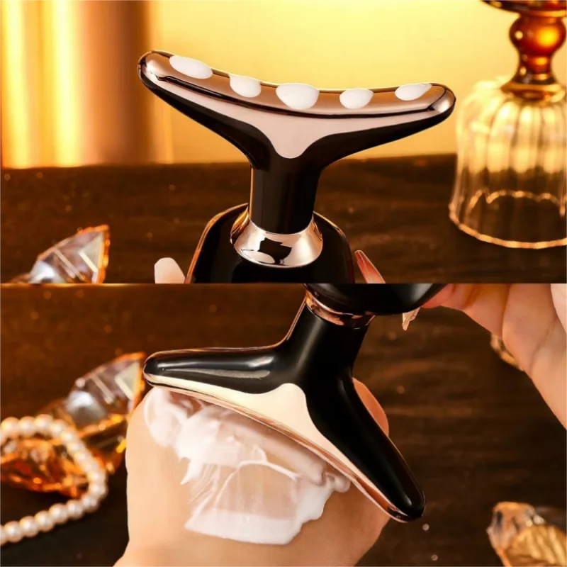 Black Gold Electric Facial Beauty Instrument Lifting And Firming Facial Eye Massager Household Vibration Ultrasonic Massager