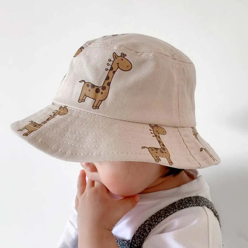 Cartoon Giraffe Baby Bucket Cap - Sun Hat for Kids 2-5 Years