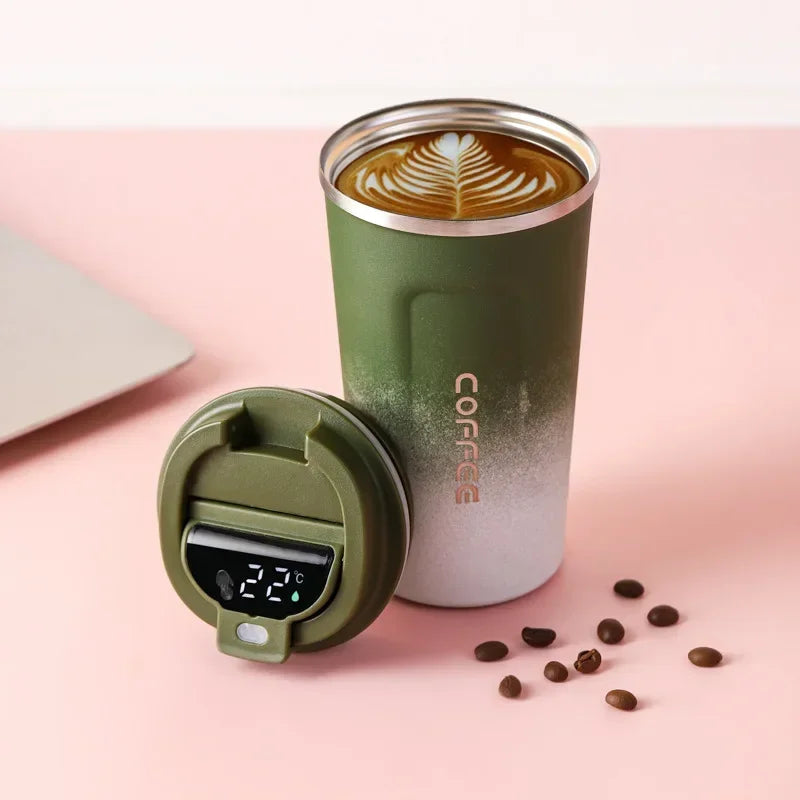 Stainless Steel Thermos Coffee Mug with Temperature Display - Insulated Vacuum Flask