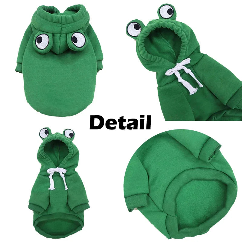 Cute Frog Pet Hoodie – Cozy Plush Cat & Dog Sweatshirt