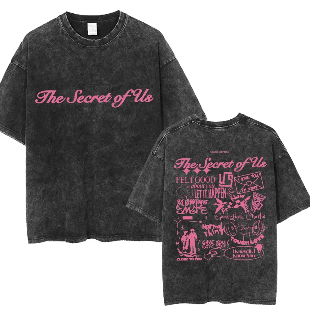 Gracie Abrams The Secret of Us Tour Vintage Washed T-Shirt - Oversized Cotton Album Tee for Men and Women