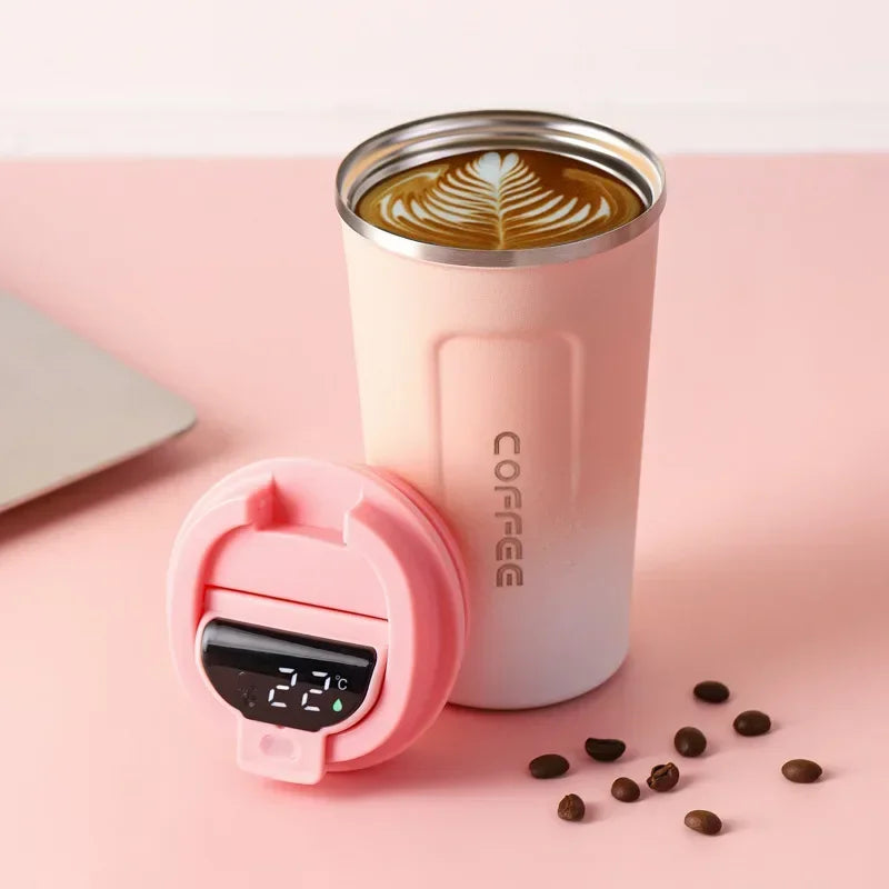 Stainless Steel Thermos Coffee Mug with Temperature Display - Insulated Vacuum Flask