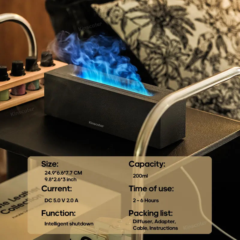 KINSCOTER Flame Aroma Diffuser LED Essential Oil Humidifier