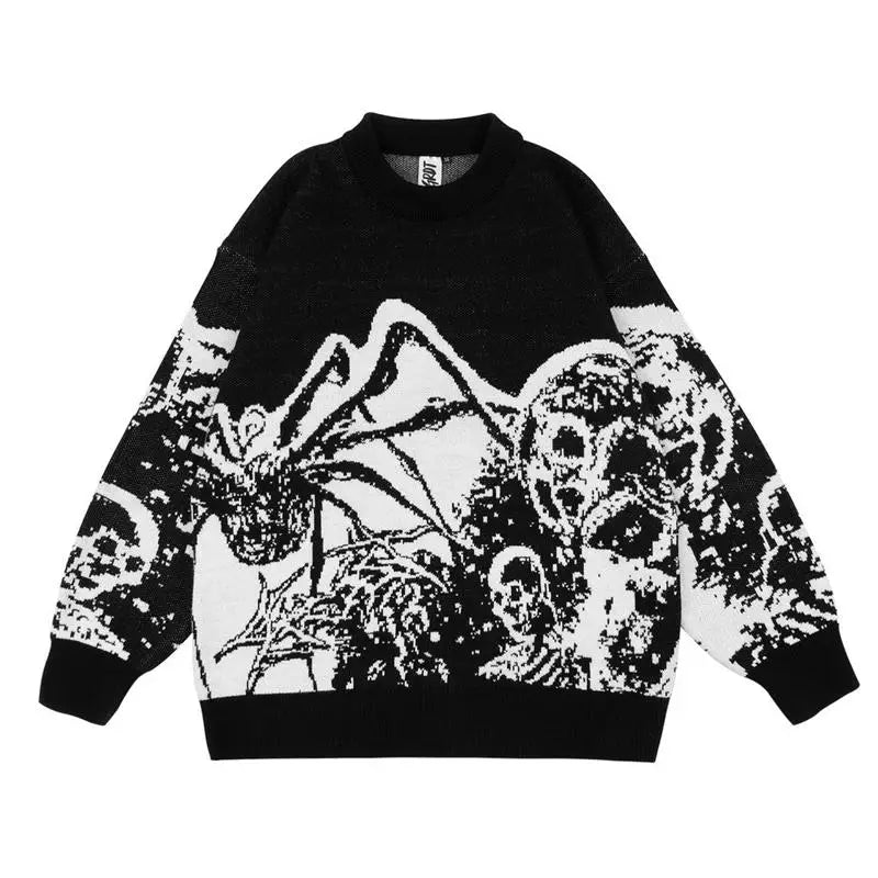 Oversized Anime Graffiti Sweater | Harajuku Streetwear 2023 Winter Cotton Pullover