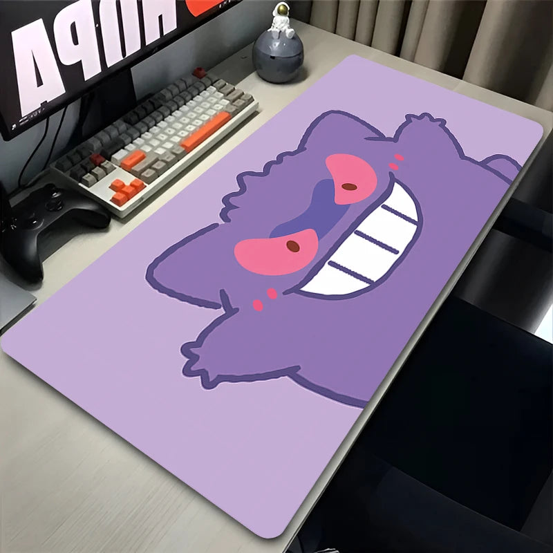 Purple Japan Anime Mouse Pad – P-pokemon, G-gengar, XXL Desk Mat, Kawaii Rug