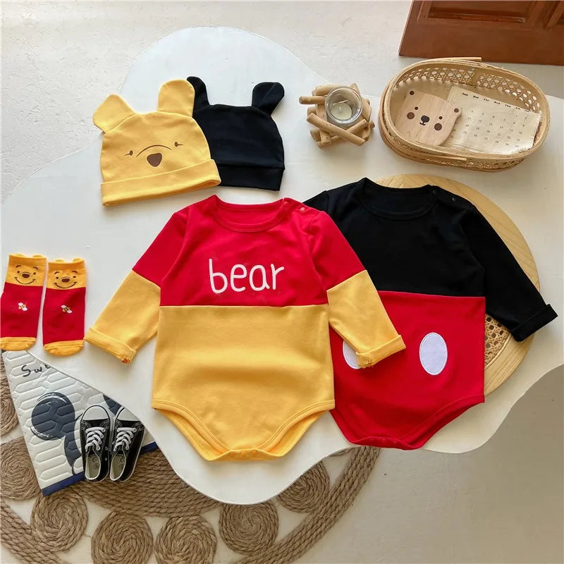Winnie The Pooh Disney Bear Baby Bodysuit Newborn Long Sleeve Romper for Toddler Boys Girls Jumpsuit Clothes