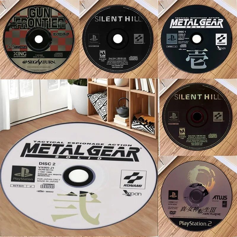 METAL GEAR Circular Carpet | Modern Cartoon Floor Mat for Home & Office